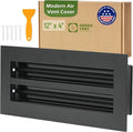 Modern Air Vent Cover 12x4 (Duct Opening) - Decorative Black Aluminum Linear Slot Diffuser for Wall, Ceiling, Floor Register - Quiet Operation HVAC Grille for Home with Adjustable Airflow