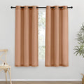 NICETOWN Thick Linen Blend Curtains Flax Textured for Bedroom, Rustic Grommet Semi Sheer Privacy Added Window Curtains & Drapes Light Filtering for Nursery, Burnt Orange, W42 x L63, Set of 2