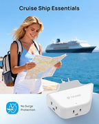 TROND Outlet Extender with 360 Rotating Plug, Outlet Adapter with 3 Grounded Sockets, 3 Way Angled Multi Plug Expander, Cruise Essentials, Easy to Pack for Travel Bathroom Kitchen, White
