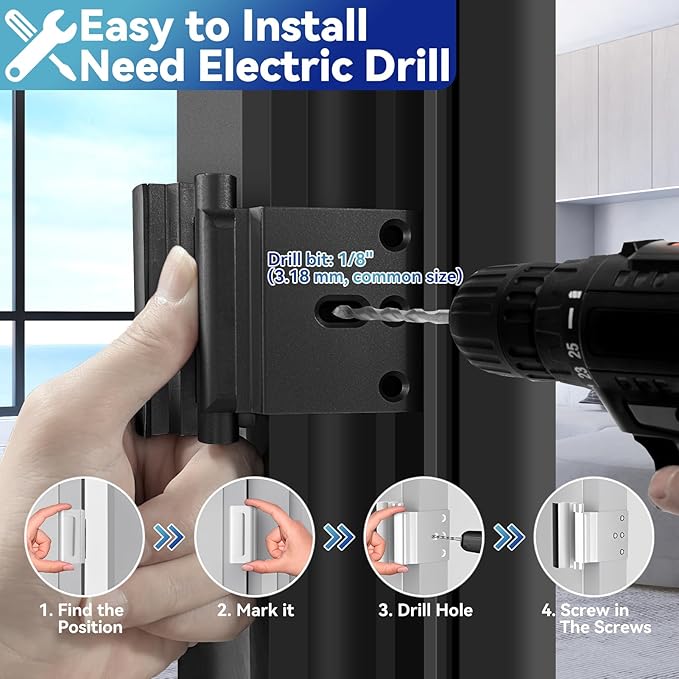 2Pack Door Reinforcement Lock Withstands 800lbs of Force - Black Extra Proof Door Lock for Kids Safety Drilling Required,Prevents Unauthorized Entry,Add a Door Security Locks for Home Safety & Privacy