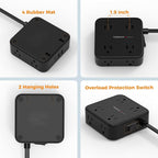 TESSAN Surge Protector Power Strip, 5 Ft Flat Plug Extension Cord with 3 USB (1 USB C) 8 Outlets, 1875W, 900J Protection, 3 Sided Outlet Extender with Power Switch for Office, Dorm Room, Black