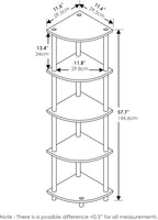 Furinno TURN-N-TUBE Corner Shelf Set of 2, 5-Tier Corner Bookshelf, Open Storage Shelves, for Organization and Storage, Living Room, Home Office, Garage, Dark Brown Grain