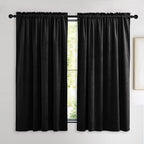 NICETOWN Black Out Velvet Curtains 63 inches Long, Blackout Kitchen Curtain Panels, Solid Heavy Matt Drapes/Window Treatments for Bedroom, Boys Room (2 Panels,52" Wide)