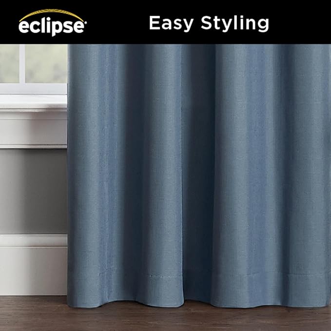 ECLIPSE Kendall Modern Blackout Thermal Rod Pocket Window Curtain for Bedroom or Living Room (1 Panel), 42" x 63", Slate