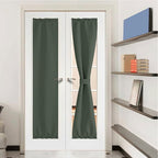 NICETOWN French Door Blinds for Entry Side - Farmhouse Thermal Insulate Curtain Privacy Window Covering for Patio Glass Front Door, 12 inch x 72 inch, Dark Mallard, 1 Panel