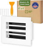 Modern Air Vent Cover 6x4 (Duct Opening) - Decorative White Aluminum Linear Slot Diffuser for Wall, Ceiling, Floor Register - Quiet Operation HVAC Grille for Home with Adjustable Airflow