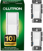 Lutron Diva LED+ Dimmer Light Switch for Dimmable LED, Halogen, and Incandescent Bulbs, 150 Watt, Single-Pole or 3-Way, DVCL-153P-WH, White (2-Pack)