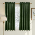 NICETOWN Olive Green 63 inch Long Velvet Curtains for Kitchen, Spring Home Decor Room Darkening Light Blocking Heavy Duty Drapes for Cafe, W52 x L63, 2 Panels