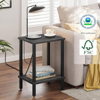 TUTOTAK End Table, Set of 2, Side Table, Nightstand, 2-Tier Storage Shelf, Sofa Table for Small Space, Living Room, Bed Room, Charcoal Grey TB01BY035(2PCS)
