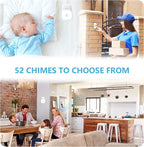 SECRUI Wireless Doorbell, Easy installation, Waterproof, Adjustable Volume, 58 Chimes, Colorful LED, 1000Ft Range, M520+F55, White