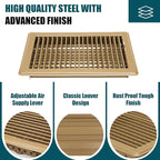 VOISEN Floor Register 6x10, 4 Pack Floor Vent Covers, Steel Adjustable Air Supply Grille Register Vent Cover Grill for Sidewall and Floor, Vent Covers for Home Floor,Brown