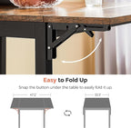 VASAGLE Folding Dining Table, Kitchen Table, Drop Leaf Extendable Table for Small Spaces, Seats 2-4 People, Industrial, Rustic Brown and Black UKDT077B01