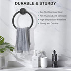 SetSail Towel Holder for Bathroom Wall Matte Black Towel Ring Stainless Steel Hand Towel Holder Heavy Duty Towel Hanger for Bathroom, 3 Packs