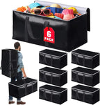 Heavy-Duty & Extra Capacity Moving Bags with Backpack Straps, Storage Totes with Double Zipper & Strong Handles, Packing Bags Alternative to Moving Boxes, Moving Supplies (6 Pack, Black)
