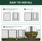 FXW Garden Fence Outdoor for The Yard – 50in(H) x 62.6ft(L) Heavy Duty Metal Animal Barrier for Dog and Rabbit, Decorative Dog Fence, 24 Panels, Black