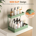 3 Pack Multi-Purpose Under Sink Organizers and Storage, 2026 L-Shaped Pull Out Cabinet Organizer for Bathroom & Kitchen, Under Cabinet Organizer with Hooks Hanging Cup, Green