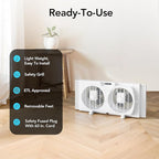 Comfort Zone 9-Inch 3-Speed Reversible Twin Window Fan – Dual Blade Window Exhaust Fan with Auto-Locking Expanders, 22.25" to 33" Wide – Tabletop Feet & Removable Bug Screen included