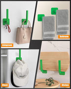Multi-Purpose Hat Organizer (4-Pack), Strong Adhesive Hat Hooks for Wall, Two Mounting Options, Green