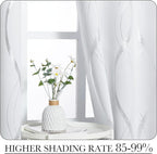 NICETOWN Greyish White Blackout Curtains for Bedroom, Microfiber Noise Reducing Thermal Insulated Wave Line Foil Print Design Blackout Curtains for Office, Classroom (2 Panels, 52 x 45 Inch)