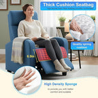BestMassage | Recliner Chair | No Massage Function | Textile Blue | with Lumbar Support, Adjustable Push Back, Wide Armrests, Footrest & Padded Seat | Easy Assembly | for Living Room, Home Theatre