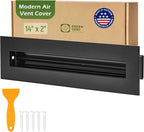 Modern Air Vent Cover 14x2 (Duct Opening) - Decorative Black Aluminum Linear Slot Diffuser for Wall, Ceiling, Floor Register - Quiet Operation HVAC Grille for Home with Adjustable Airflow
