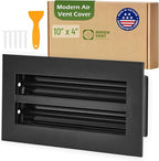 Modern Air Vent Cover 10x4 (Duct Opening) - Decorative Black Aluminum Linear Slot Diffuser for Wall, Ceiling, Floor Register - Quiet Operation HVAC Grille for Home with Adjustable Airflow