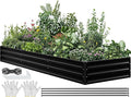 YITAHOME 144x48x12 in Galvanized Raised Garden Bed Kit, Large Metal Planter Box with Gloves, Safety Rubber & Support Rod, Outdoor Flower Bed for Plants Vegetables, Black