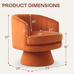 CANMOV Swivel Accent Chair with Armrest, Modern 360 Degree Swivel Barrel Chair with Curve Back and Soft Cushion, Comfy Velvet Round Armchair Single Sofa for Living Room, Bedroom, Orange