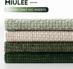 MIULEE Pack of 4 Couch Throw Pillow Covers 18x18 Inch Neutral Green Soft Decorative Chenille Pillow Covers Farmhouse Accent Cushion Covers for Boho Spring Home Decor Sofa Bedroom Living Room