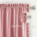 NICETOWN Blush Pink Short Velvet Curtains with Cute Pom-Pom Trim for Nursery 63 inch Long – Luxury Room Darkening Drapes Light Filtering Window Treatment for Girls, 52" W x 63" L, 2 Panels