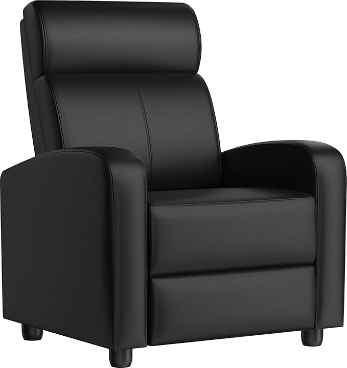 Yaheetech Recliner Chair PU Leather Recliner Sofa Home Theater Seating with Lumbar Support Overstuffed High-Density Foam & Pocket Springs, Push Back Recliners Armchair for Living Room