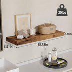 Fixwal 15.8in Wall Shelves, Rustic Wood Finish Floating Shelves Set of 4, Shelves for Wall Decor, with Invisible Brackets for Bathroom, Living Room,Bedroom and Kitchen(Rustic Brown) | Wall Shelves, for Bathroom, Living Room, Bedroom, Kitchen