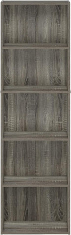 Furinno LUDER Book Shelf, 5-Tier Bookshelf, Bookcase with Open Shelves, 9.4 x 15.8 x 52, Easy Assembly, for Living Room, Bedroom, Home Office, French Oak