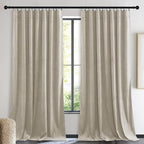 NICETOWN Camel Velvet Curtains 84 Inch Long 62 Wide, Rod Pocket Room Darkening Window Treatment for Living Room Farmhouse Style Drapes for Sliding Door
