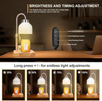 Candle Warmer Lamp with 3 Bulbs, Adjustable Height Dimmable Candle Warmer with Timer, Compatible with Large Jar Candles, Candle Lamp with Charming Gift Box Ribbon for Her/Him(White)