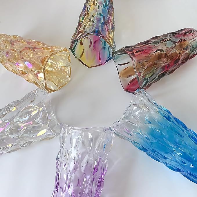 Unbreakable Flower Glass Vase 3.5lb 9.5inch Sparkle vase Bohemian Style, for Centerpieces,Kitchen,Office, Living Room,Wedding,Perfect Home Decor Glass Vase (Gradient Sky Blue)