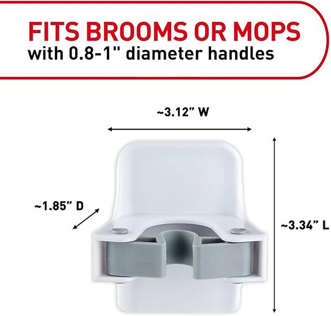 Command Broom Grippers, 3 Hangers and 6 Strips, Damage-Free Mop and Broom Holder Wall Mount, Household Cleaning Tool Organizer for Kitchen, Laundry Room, Closet, Holds up to 4 lb (Pack of 3)