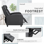 Homall Recliner Chair, Recliner Sofa for Adults, Recliners Home Theater Seating with Lumbar Support, Reclining Sofa Chair for Living Room (Leather, Dark Black)
