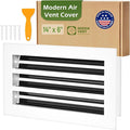 Modern Air Vent Cover 14x6 (Duct Opening) - Decorative White Aluminum Linear Slot Diffuser for Wall, Ceiling, Floor Register - Quiet Operation HVAC Grille for Home with Adjustable Airflow