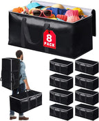 Heavy-Duty & Extra Capacity Moving Bags with Backpack Straps, Storage Totes with Double Zipper & Strong Handles, Packing Bags Alternative to Moving Boxes, Moving Supplies (8 Pack, Black)