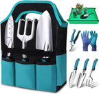 Kynup Garden Tools, 7 Piece Gardening Gift for Women&Men, Gardening Hand Tools Set, Ideal Gardening Supplies, Essentials, Garden Stuff, Rust-Proof, Stainless Steel, Aluminum Alloy Material