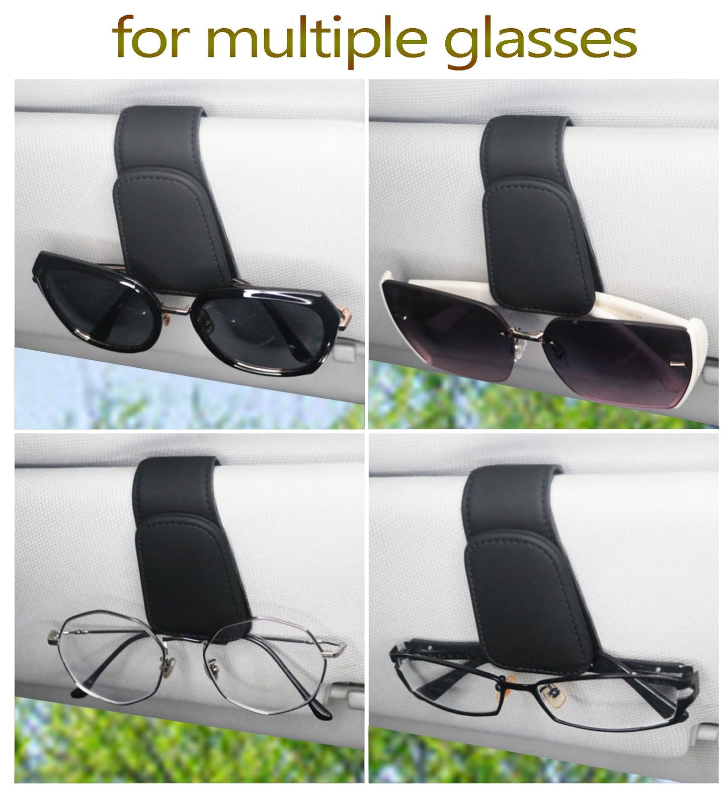 Magnetic Leather Sunglass Holder for Car, Sunglasses Clip for Car
