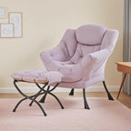 Tiita Lazy Chair with Ottoman, Purple Modern Large Accent Armchair, Comfy Leisure Sofa Reading Chair with Footrest for Bedroom, Living Room, Dorm Rooms, Garden, Velvet Light Purple