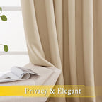 NICETOWN Sliding Door Curtain for Living Room, Blackout Patio Door Curtain & Drape Privacy Thermal Insulated Window Treatment for French, 1 Panel, Biscotti Beige, W80 x L144