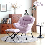 Tiita Lazy Chair with Ottoman, Purple Modern Large Accent Chair, Comfy Leisure Sofa Armchair with Ottoman, Reading Chair with Footrest for Bedroom, Living Room, Dorm Rooms, Purple