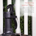 Alpine Corporation 27" Tall Rustic Outdoor 2-Tier Barrel Pump Water Fountain with Soothing Cascading Water Flow for Patio, Yard, Porch, or Landscape, Bronze