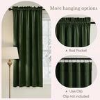 NICETOWN Olive Green 63 inch Long Velvet Curtains for Kitchen, Spring Home Decor Room Darkening Light Blocking Heavy Duty Drapes for Cafe, W52 x L63, 2 Panels