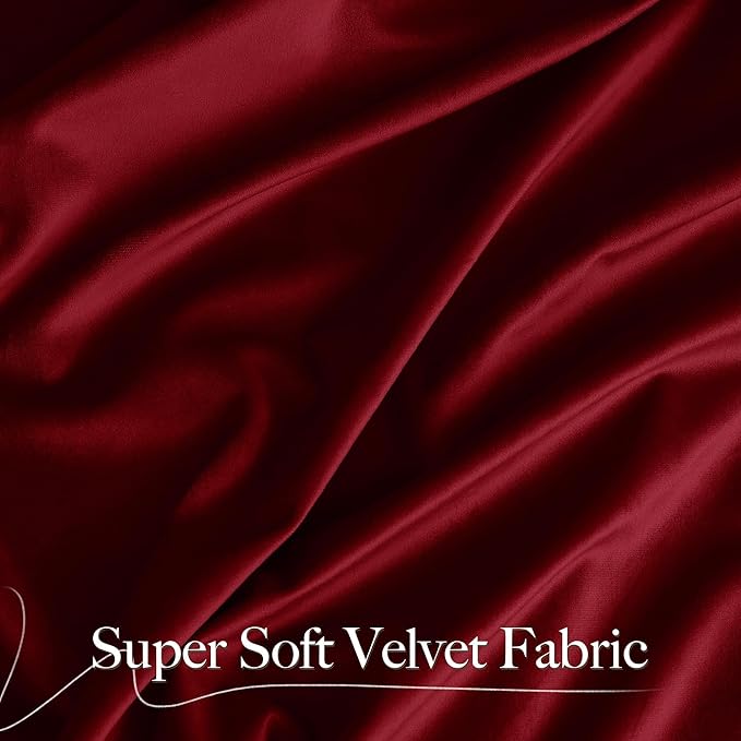 NICETOWN Red Velvet Blackout Curtains 84 inches Long 2 Panels for Bedroom, Thermal Wall Decor Soundproof Privacy Protection Panels for Home Theatre/Film Room/Stage (Rod Pocket Design)