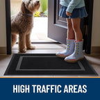 OLANLY Front Door Mat Indoor Outdoor Entrance, Waterproof All-Season, All-Weather Doormat, Sturdy Natural Rubber, Fade Resistant, Low Profile, Easy Clean Patio Porch Entryway Mat, 33x21, Black