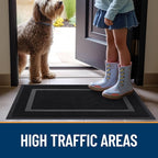 OLANLY Front Door Mat Indoor Outdoor Entrance, Waterproof All-Season, All-Weather Doormat, Sturdy Natural Rubber, Fade Resistant, Low Profile, Easy Clean Patio Porch Entryway Mat, 59x35, Black